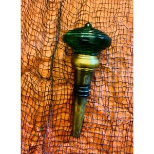Antique Sea glass Amazing cool bottle stopper antique glass brass rubber seal